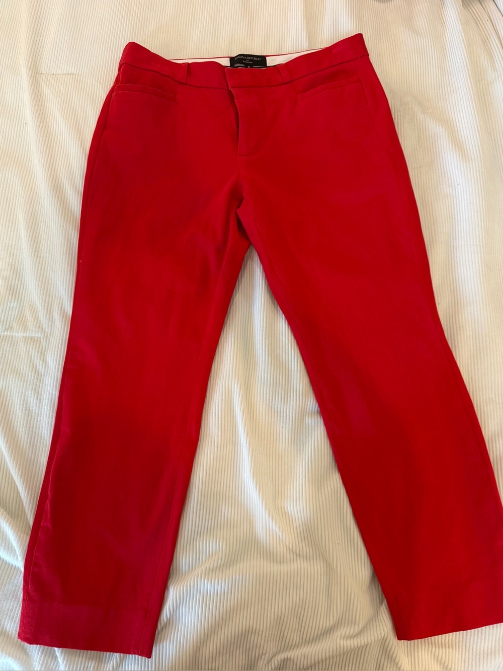 Banana Republic Sloan Crop Pants Women's 8 Red Stretch Slim Fit Ankle